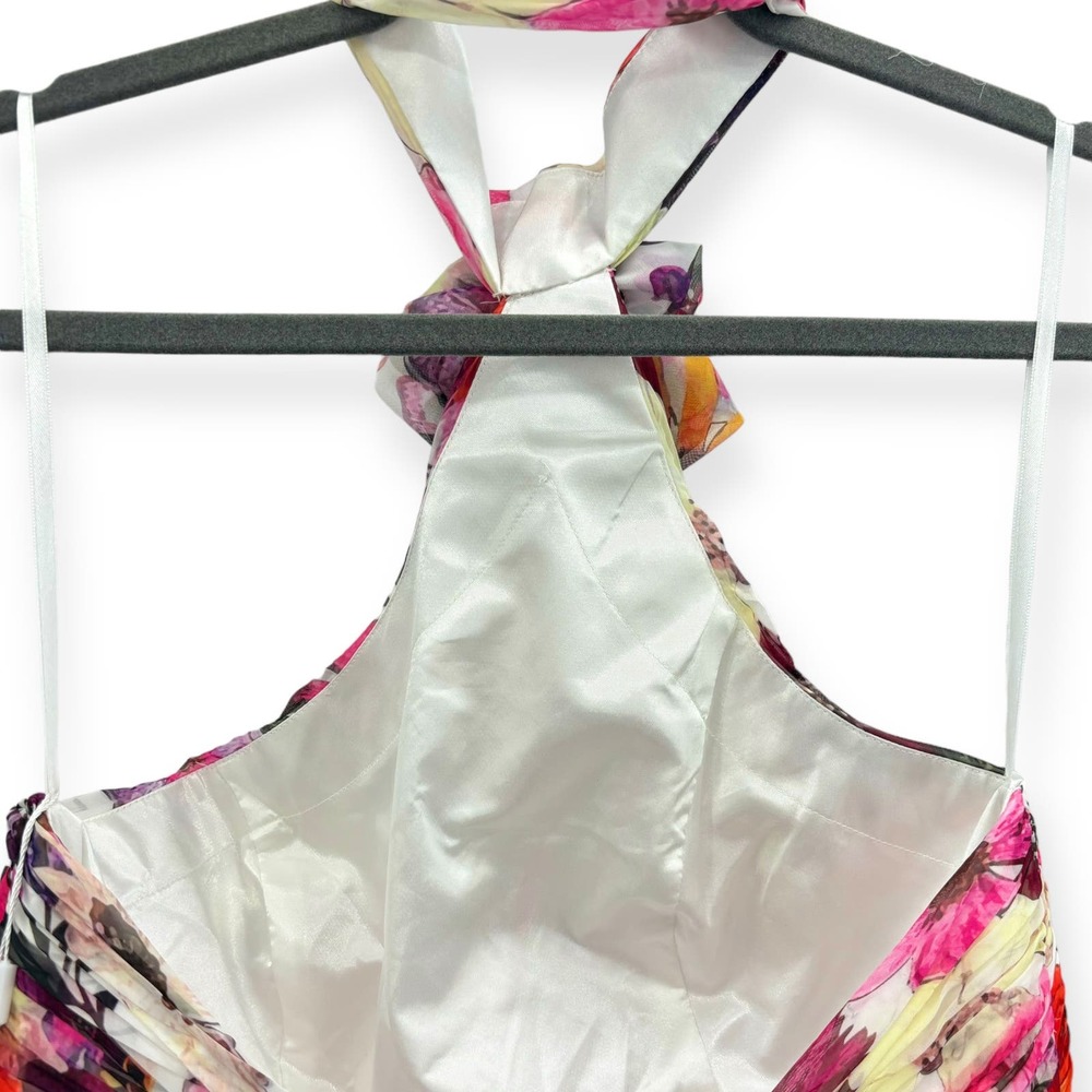 Sold. Mac Duggal NEW Asymmetrical Ruffled Halter Floral Chiffon Gown Size 10 - Picture 13 of 16